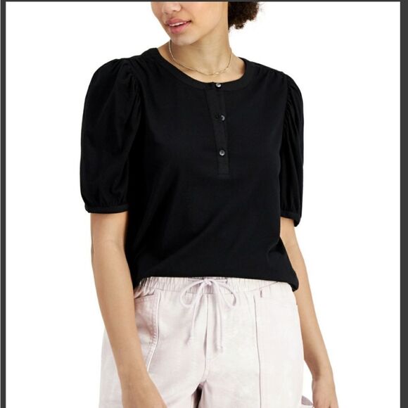 Style & Co Puff-Sleeve Top sz Lg - Picture 1 of 11